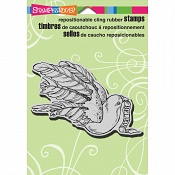 Stampendous Cling Rubber Stamp Christmas Ribbon Bird