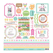 Doodlebug Pretty Kitty - This & That Cardstock Stickers 12x12inc