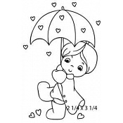 Alota Rubber Stamps Walking in the Rain umbrella stempel