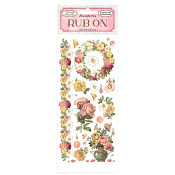 Stamperia Rose Parfum - Flowers & Garland Rub-On 4x8,5inch